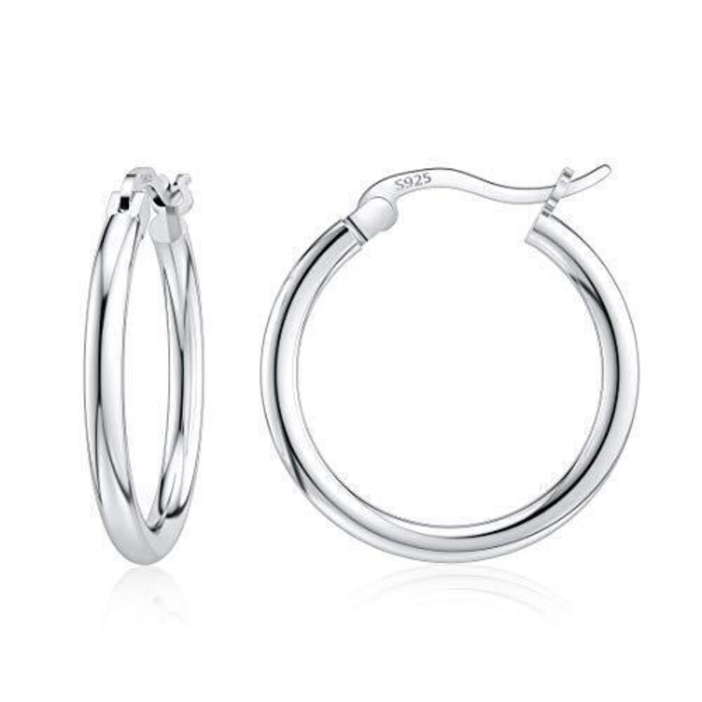 7351 18mm Sterling Silver Hoop Earrings - Hypoallergenic 925 Silver Small